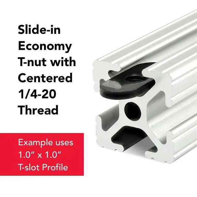 Alt view image 6 of 6 - 8020, 3382, 10 Series Steel 1/4-20 Centered Slide in Economy T-Nut Steel T-Slot Accessories for Aluminum Extrusion Hardware Nuts (500 Pack)