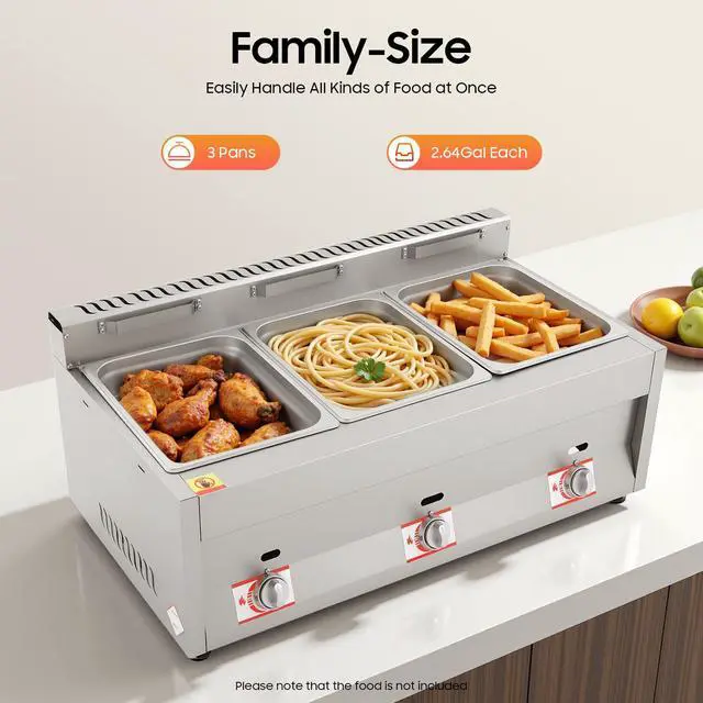 Alt view image 3 of 6 - LPG Gas Deep Fryer 3 Burners Commercial Countertop Deep Gas Fryer Natural Gas Food Warmer Stainless Steel 6L ×3 for French Fries Restaurant Home Kitchen (US Stock)