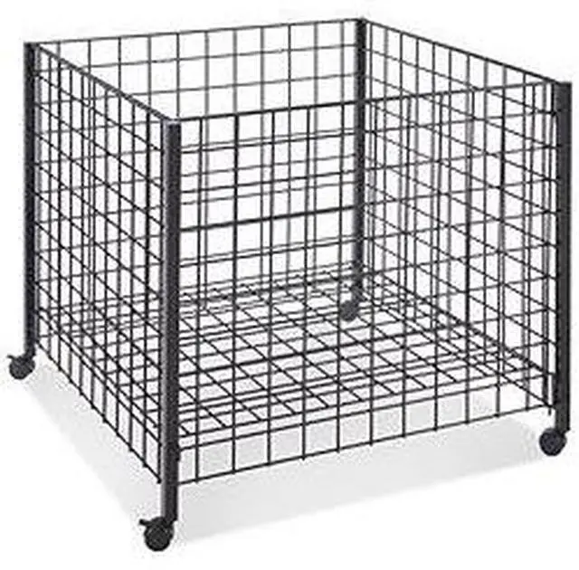 Main image of Rolling 36" x 36" x 30"H Grid Dump Bin Display Merchandiser with Adjustable Bottom and Casters, Black