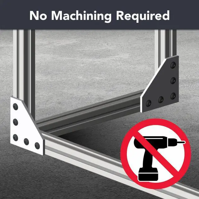 Alt view image 4 of 6 - 8020, 4351, 15 Series, Aluminum 5 Hole 90 Degree Angled Flat Plate Bracket Straight Mounting Connector Bracket for T Slot Extruded Aluminum Extrusion (Black Anodize, 10)