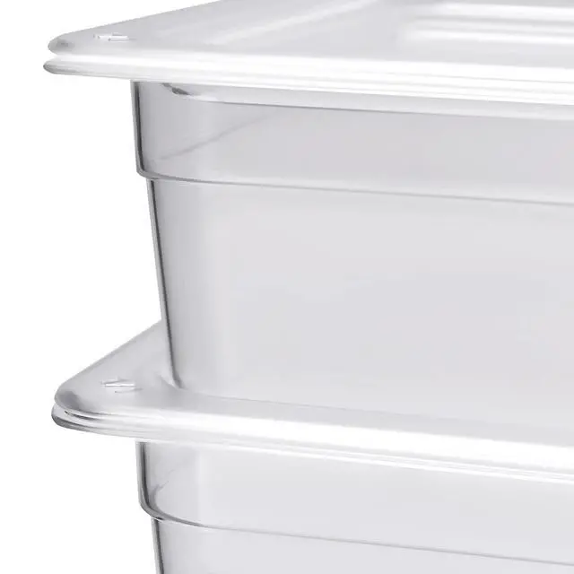 Alt view image 3 of 6 - Hotel Pans, 6 Pack Full Size 4'' Deep Clear Food Pans with Lids, Commercial Stackable Food Pans, Polycarbonate Transparent Food Storage Containers, Freezer-Safe for Restaurant Hotel