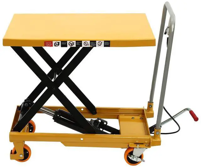 Main image of 500LBS Hydraulic Lift Table Cart, Lifting Height Hydraulic Material Lift Pallet Truck with 4 Locking Wheels for Material Handling and Transportation