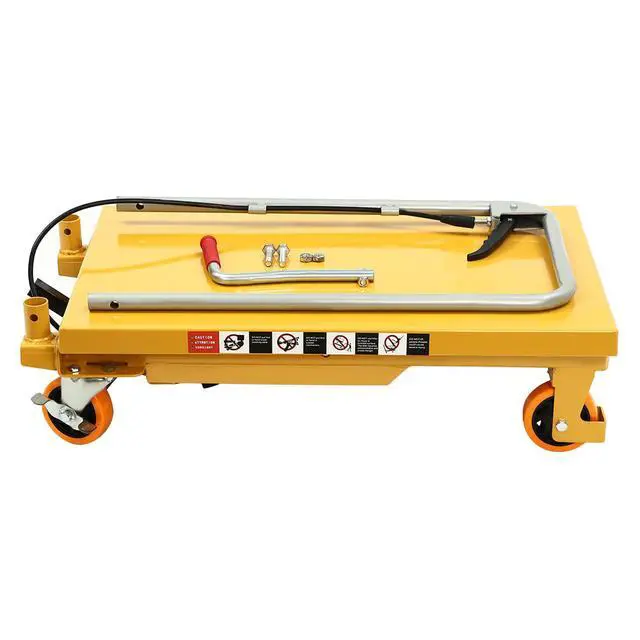 Alt view image 6 of 6 - 500LBS Hydraulic Lift Table Cart, Lifting Height Hydraulic Material Lift Pallet Truck with 4 Locking Wheels for Material Handling and Transportation