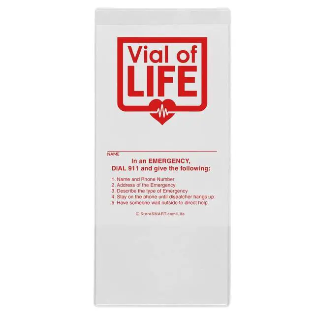 Alt view image 2 of 5 - StoreSMART - Vial of Life PRO Medical Info Pocket - Magnetic Back - 100-Pack - for Refrigerator, Locker, Filing cabinets - LP4X9SW-100
