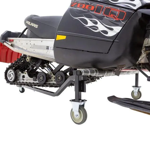 Alt view image 4 of 6 - Snowmobile Dolly, Heavy-Duty Powder-Coated Steel Lift with 1500 lb Capacity, Folding Design with Large Casters & Long Lever Handle for Moving and Storing Most Snowmobiles