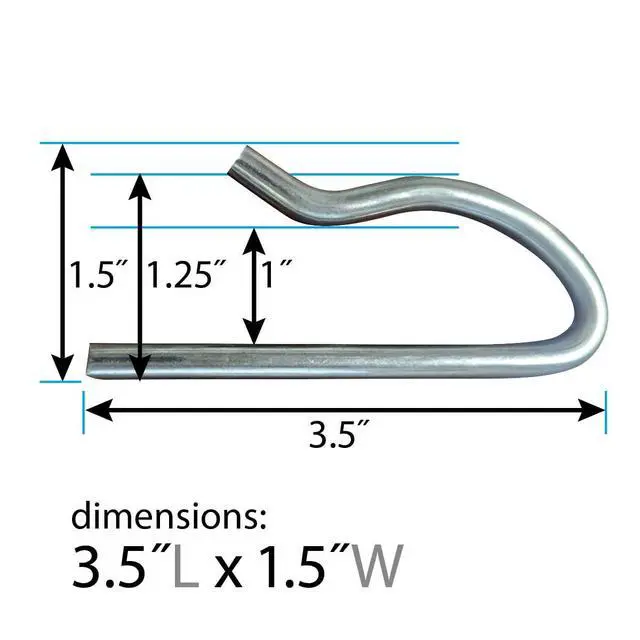 Alt view image 2 of 4 - Stainless Steel R-Pins for West Coast Frame Tents, Heavy Duty Commercial Grade, 3.5 Inch Long, 1 Inch Hook Width, 3/16" Thick Locking Pins for Single and Double Tube Fittings, 100 Pack