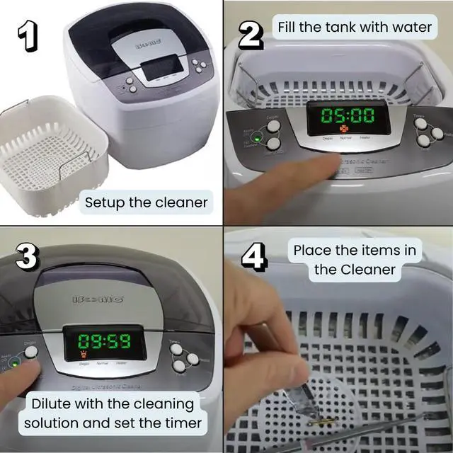 Alt view image 4 of 6 - Ultrasonic Cleaner P4810, 2.1Qt/2 L, with 1000 ml Single Beaker Holder Set for DIY Liposomal Vitamin C