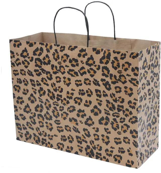 Main image of Brown Leopard Paper Shopping Bags - (16 L x 6 D x 12 ½ H) Case of 100