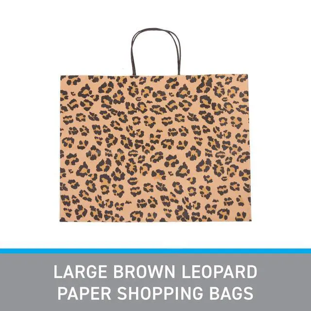 Alt view image 2 of 6 - Brown Leopard Paper Shopping Bags - (16 L x 6 D x 12 ½ H) Case of 100