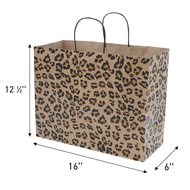 Alt view image 3 of 6 - Brown Leopard Paper Shopping Bags - (16 L x 6 D x 12 ½ H) Case of 100