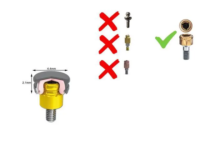 Alt view image 6 of 6 - Overdenture Retention Cap Locater Replacement Male Inserts Caps Standard Pink 2.4lbs Xtra-Light (20Pcs Overdenture Male Inserts Caps Pink 2.4lbs)