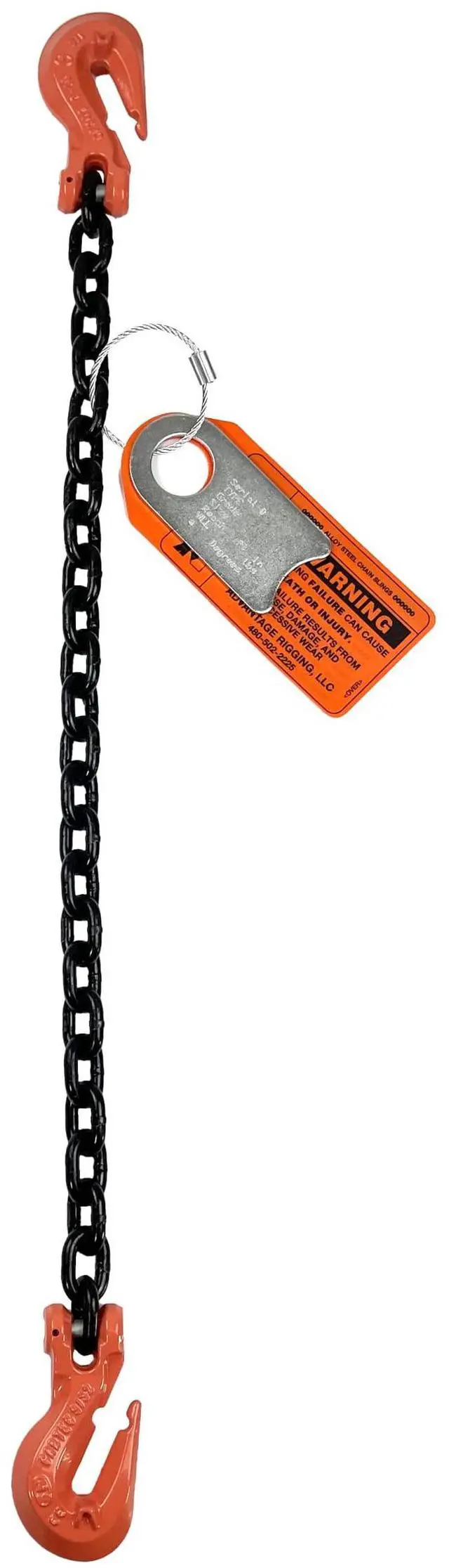 Main image of Chain Sling - 3/8" x 6' Single Leg with Grab Hooks - Grade 100