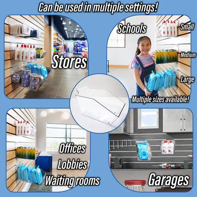 Alt view image 5 of 6 - Clear Slatwall Bins Large Bin 6" L x 5.5" H x 11.5" D - 10 Pack