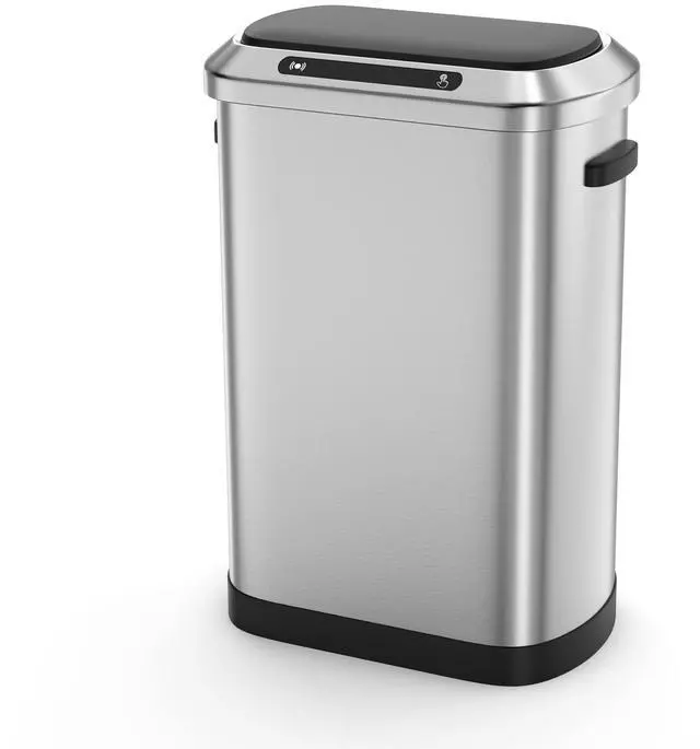 Main image of Smart Automatic Trash Can with Lid 13 Gallon, Stainless Steel Thickened Body & Super Mute Sensor Lid with 30 Count Garbage Bags for Kitchen Office Bedroom Waste Bin and More - Silver