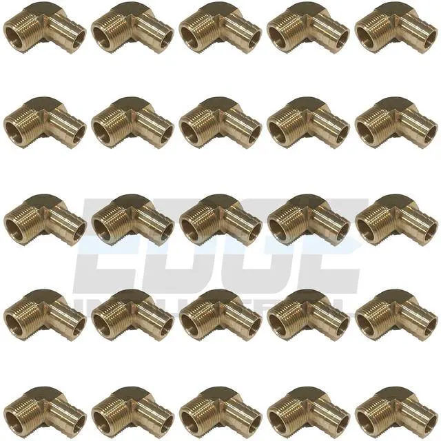 Main image of 3/4" Hose ID to 3/4" Male NPT MNPT 90 Degree Brass Elbow Fitting Fuel/AIR/Water/Oil/Gas/WOG (Qty 25)