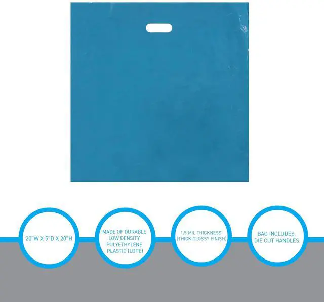 Alt view image 5 of 5 - Jumbo Low Density Teal Merchandise Bags - 20"W x 5"D x 20"H - Case of 500