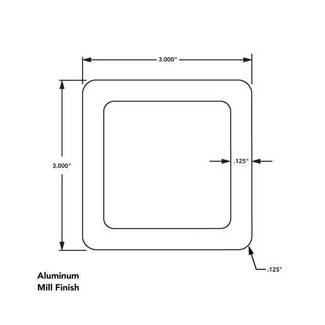 Alt view image 2 of 5 - 8020, 8126, 3" x 3" Structural Square Aluminum Tube, Wall Thickness.125", Seamless Tubing DIY Industrial 3 Inch x 3 Inch Metal Profile (89" Long)
