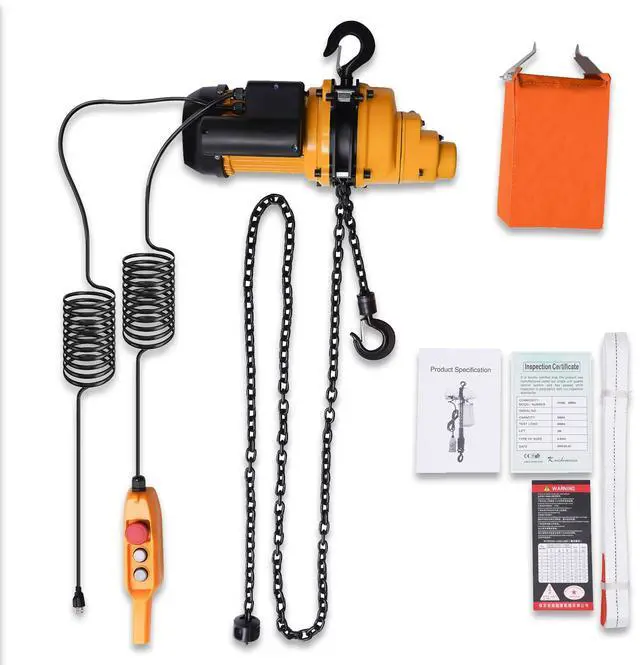 Main image of Electric Chain Hoist Winch - 1100Lbs Chain Electric Lift Hoist Single Phase Overhead Crane Hoist w/Emergency Stop Switch Design Max Lift Height 13Ft 110V Crane Hoist for Garage Ceiling