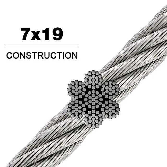 Alt view image 2 of 3 - 304 Stainless Steel Cable Wire Rope 5/16" 7x19-200 ft Reel for DIY Cable Decking Railing System, Marine Grade