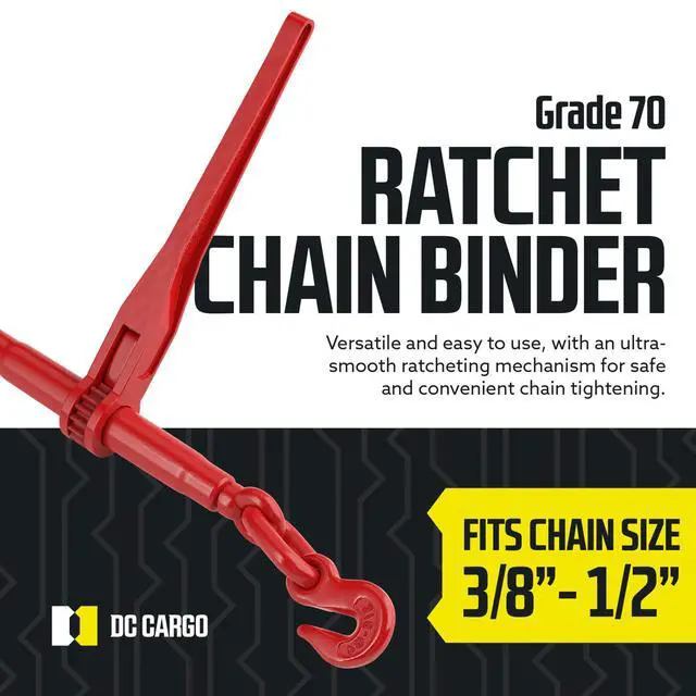 Alt view image 2 of 6 - DC Cargo Heavy-Duty Ratcheting Chain Binder 3/8"-1/2", Load Binders with 9,200 lbs Working Load Limit - Chain Binders Ratcheting for Secure and Safe Transport (Pack of 2)