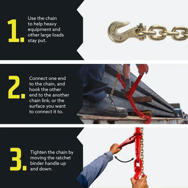 Alt view image 5 of 6 - DC Cargo Heavy-Duty Ratcheting Chain Binder 3/8"-1/2", Load Binders with 9,200 lbs Working Load Limit - Chain Binders Ratcheting for Secure and Safe Transport (Pack of 2)