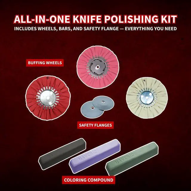 Alt view image 2 of 6 - Combat Abrasives Knife Polishing Kit for Buffing & Polishing Steel or Stainless Steel 7 Piece Kit
