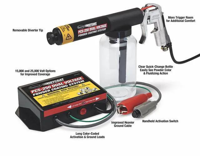 Alt view image 3 of 6 - HotCoat PCS-250 Powder Coating Gun and Benchtop Booth Powdercoating Kit