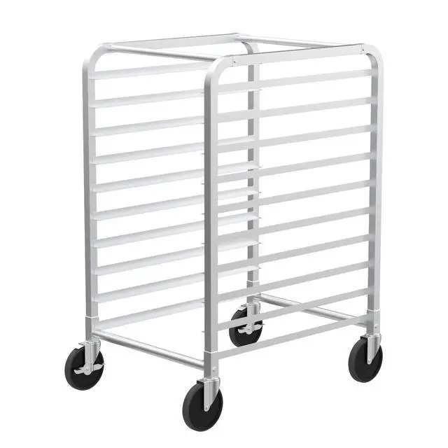 Alt view image 2 of 6 - 10-Tiers Sheet Bun Pan Speed Bakery Tray Racks, Commercial Stainless Steel Baking Racks with Brake Wheels, Push Bread Tray Food Cart, Perfect for Kitchen/Dining Rooms