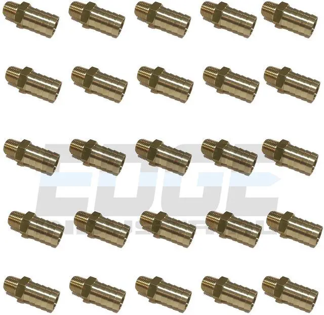 Main image of 5/8" Hose ID to 1/4" Male NPT MNPT Straight Brass Fitting Fuel/AIR/Water/Oil/Gas/WOG (Qty 25)