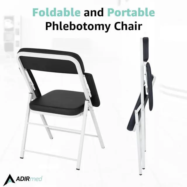 Alt view image 3 of 6 - 500 lbs Weight Capacity Phlebotomy Chair, Portable Folding Adjustable Medical Chair, Blood Drawing Padded Lab Chair, Ideal for Blood Drives, Temporary Labs and Easy Transportation