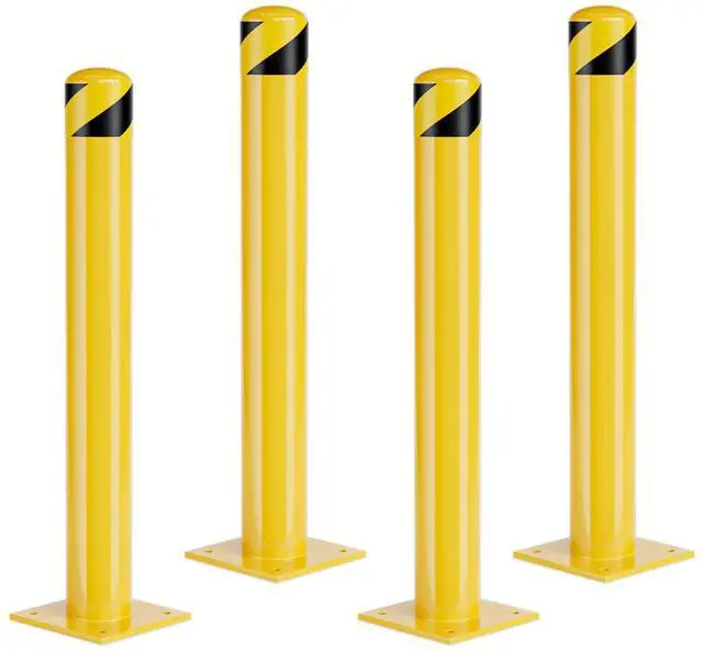 Main image of Safety Bollard Post, 42 Inch Height Steel Bollards, 4.5 Inch Diameter Parking Bollard, Yellow Powder Coated Safety Parking Barrier Post, for Traffic Sensitive Areas (42inch 4Pack)