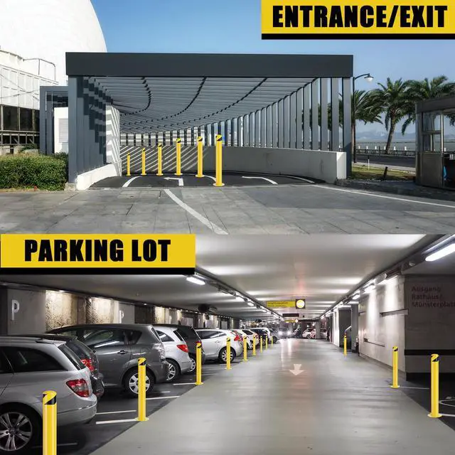 Alt view image 6 of 6 - Safety Bollard Post, 42 Inch Height Steel Bollards, 4.5 Inch Diameter Parking Bollard, Yellow Powder Coated Safety Parking Barrier Post, for Traffic Sensitive Areas (42inch 4Pack)