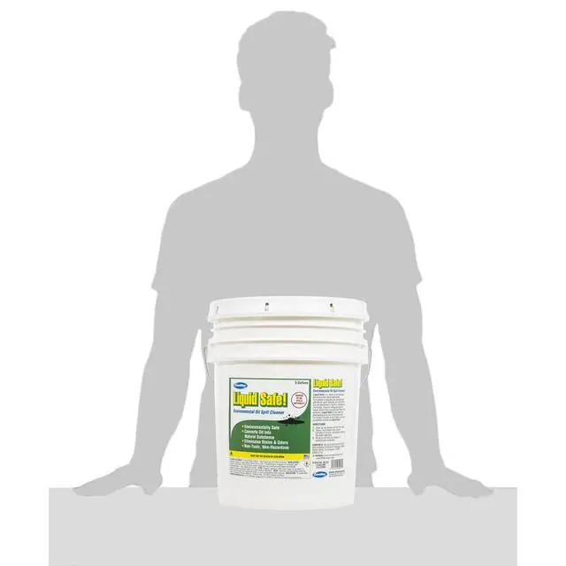 Alt view image 2 of 2 - Liquid Safe, 5 Gallons, Environmental Oil Spill Cleaner, Degreaser, Removes Stains & Odors, Non-Toxic, Safe for Concrete, Asphalt, Parts, Petrol Spills (60-207)