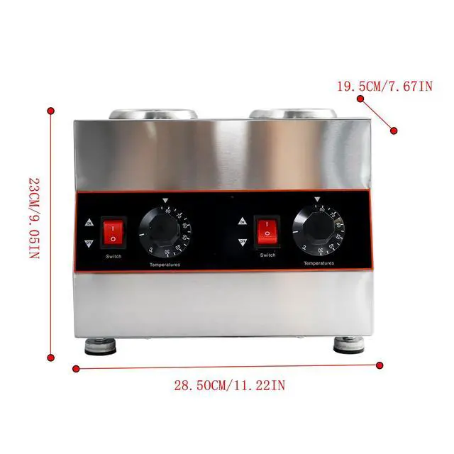 Alt view image 2 of 6 - Commercial Electric Sauce Warmer Electric Cheese Sauce Warmer Hot Fudge Warmer Dispenser Cheese Dispenser Warmer with 2 Pump (2 Pump Head)