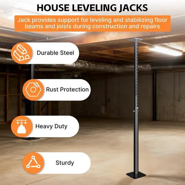 Alt view image 5 of 6 - 4 Pack 55"-98" Adjustable House Floor Wall Jack, 18000 lbs Max Load Capacity, Floor Joist Jack for Leveling Framing Basement Crawlspace Beam Roof Stair Ceiling
