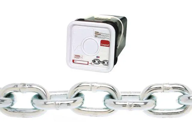 Alt view image 2 of 2 - 0143326 System 3 Grade 30 Low Carbon Steel Proof Coil Chain, Zinc plated, 3/16" Trade, 0.21" Diameter, 800 lbs Load Capacity, 150 Feet Square Pail (T0143326)