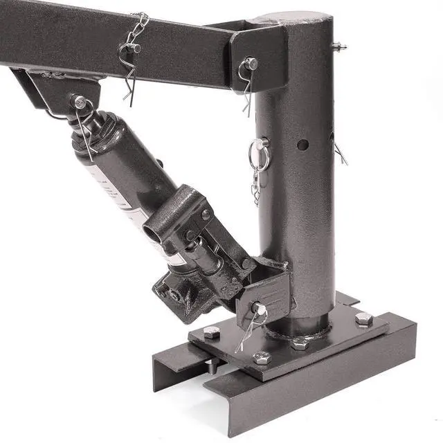 Alt view image 6 of 6 - 1/2 Ton Capacity Pickup Truck Extra Hoist Lift Load Jib Crane Telescopic Boom 1,100 LBS Extension Lock Position Swivel Base Mounted