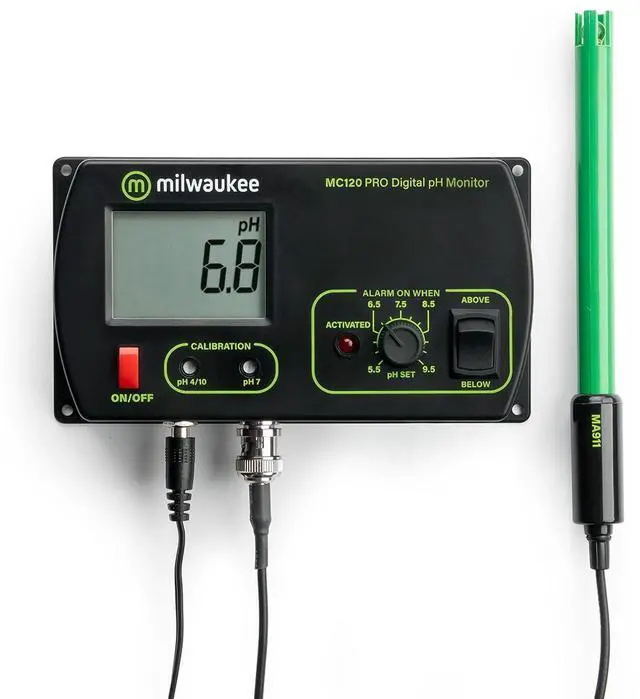 Main image of MC120 pH Monitor with Mounting Kit, 0.0 to 14.0 pH, +/-0.2 pH Accuracy, 5.5 to 9.5 pH Set Point