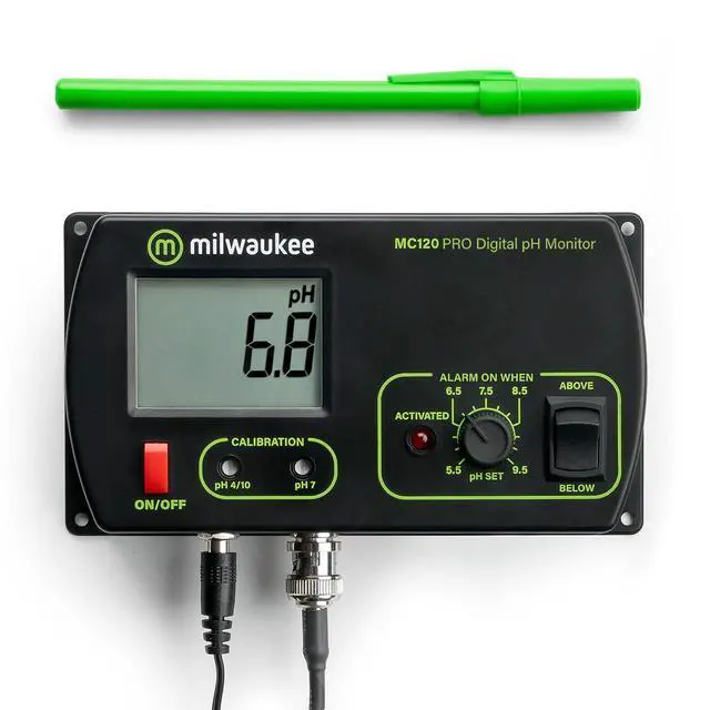 Alt view image 2 of 3 - MC120 pH Monitor with Mounting Kit, 0.0 to 14.0 pH, +/-0.2 pH Accuracy, 5.5 to 9.5 pH Set Point