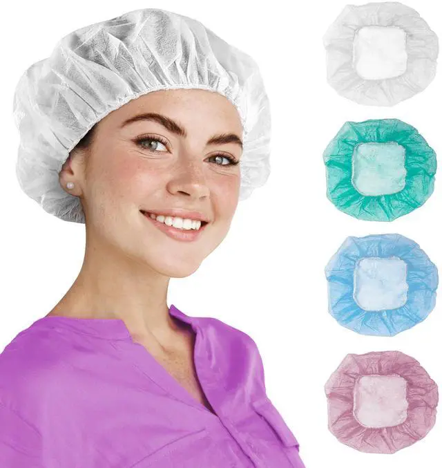 Main image of Disposable Bouffant Caps, 24 Inch White Polypropylene Hair Covers with Elastic Band, Breathable Nonwoven Head Covers for Food Service, Spa, Salon, 1000 Pack