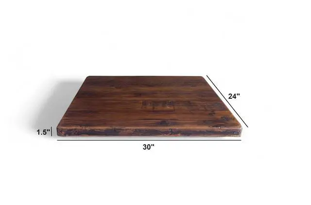 Alt view image 2 of 4 - Rustic Reclaimed Wood Dining Table Top, Dark Brown Matte Finish, for Restaurants/Cafes/Home, (24" x 30")
