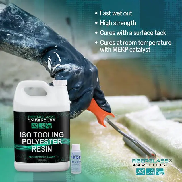 Alt view image 2 of 5 - ISO Polyester Laminating Resin, 4 Gallon Kit with Catalyst | High Strength, Fast Wet Out, Corrosive Resistant, Marine, Industrial & Mold Making