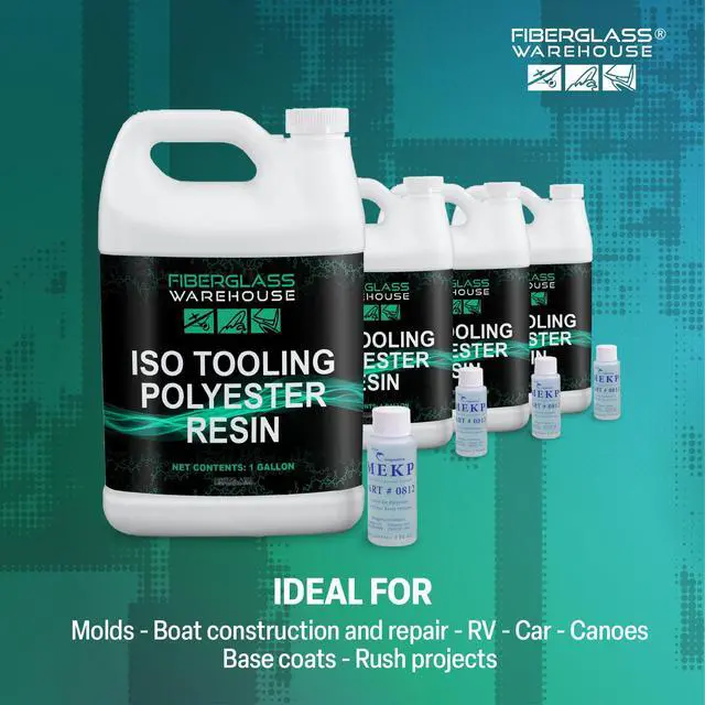 Alt view image 5 of 5 - ISO Polyester Laminating Resin, 4 Gallon Kit with Catalyst | High Strength, Fast Wet Out, Corrosive Resistant, Marine, Industrial & Mold Making