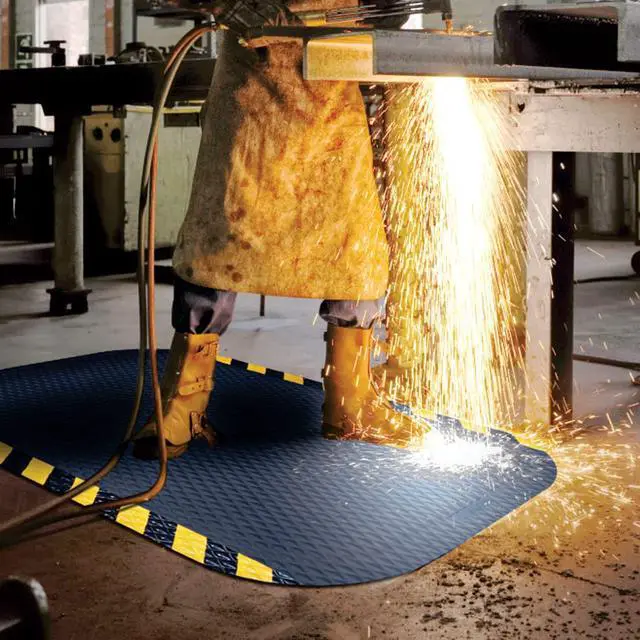 Alt view image 2 of 5 - Matting Hog Heaven Anti Fatigue Mat Welding Resistant Grease and Oil Proof Industrial Commercial Grade Door Mat for Indoor Entrance, Workshop, or Garage, 3x5 Size, 7/8" Thick, Striped Border