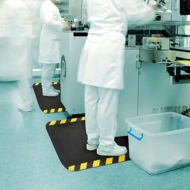 Alt view image 3 of 5 - Matting Hog Heaven Anti Fatigue Mat Welding Resistant Grease and Oil Proof Industrial Commercial Grade Door Mat for Indoor Entrance, Workshop, or Garage, 3x5 Size, 7/8" Thick, Striped Border