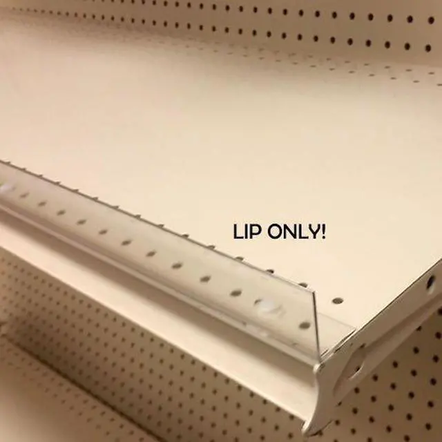 Alt view image 2 of 3 - 48" L Clear Gondola or Wood Shelf Lip - 1.25" H Acrylic Front Fence w/Nylon Buttons - 20 Pack