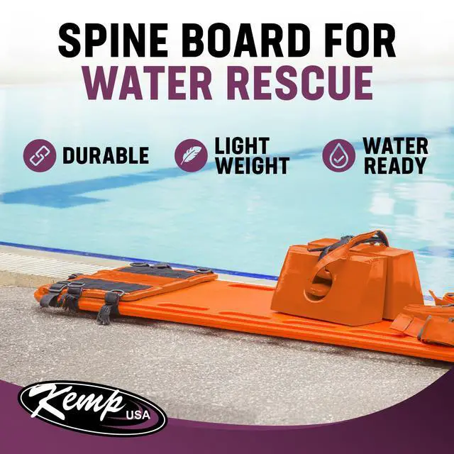 Alt view image 2 of 6 - Spine Board for Water Rescue - X-Ray Translucent & Waterproof - with 21 Handholds & 8 Strapping Pins, 700lbs Capacity - Survival Kit & Emergency Supplies for Emergency Rescue - Orange