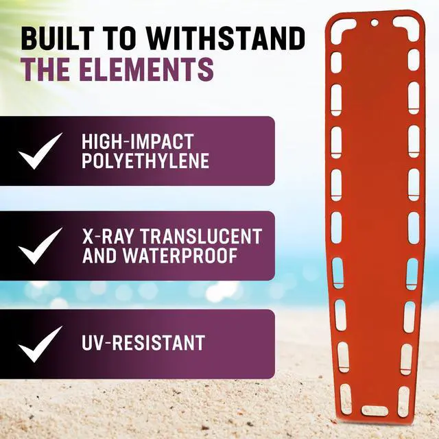 Alt view image 5 of 6 - Spine Board for Water Rescue - X-Ray Translucent & Waterproof - with 21 Handholds & 8 Strapping Pins, 700lbs Capacity - Survival Kit & Emergency Supplies for Emergency Rescue - Orange