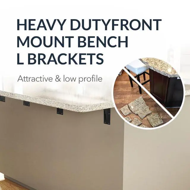 Alt view image 3 of 6 - Iron Supports Front Mount Heavy-Duty Bench Bracket - Wall Mounted Steel Support Brackets for Wall Bench, Floating Bench, Work Bench (Matte Black - 18"" Deep x 10"" High)