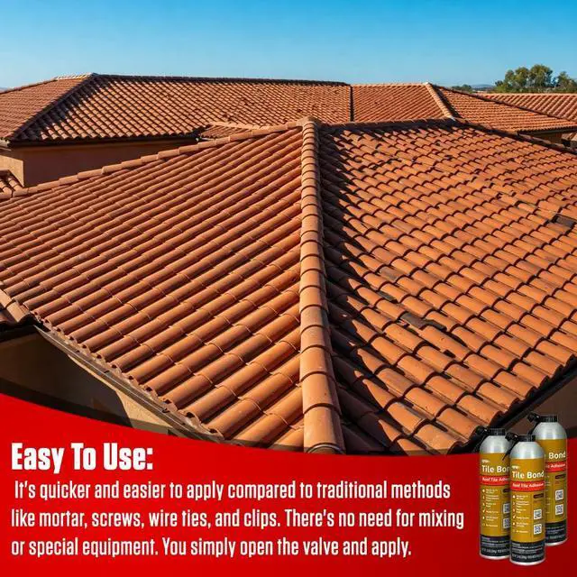 Alt view image 4 of 6 - Tile Bond Roof Tile Adhesive 28oz with Reusable Straw and Gloves, Moisture Cured, Polyurethane, One Component, Minimal Expanding Foam Adhesive for Clay and Roof Tiles (Pack of 3)
